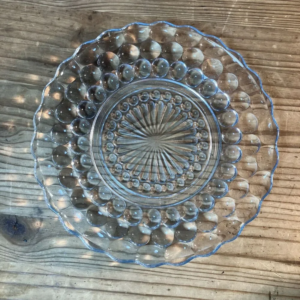 VTG SET OF 10 ANCHOR HOCKING “Blue Sapphire” Bubble Bread & Butter Plates 6.75”